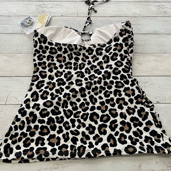 Michael Kors Animal print leopard Tankini swim top S bathing suit grandma core - Picture 9 of 12
